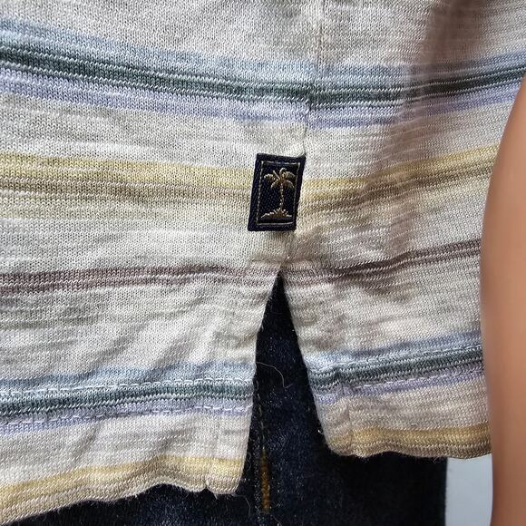 Tommy Bahama Polo Shirt Silk Cotton Men L Multicolor Striped Short Sleeves - Picture 9 of 13